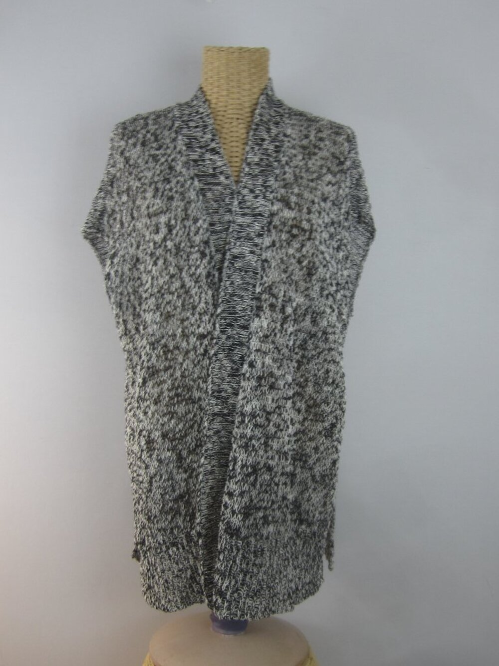 Eileen Fisher Cardigan Women S Black White Marled Organic Linen Cotton Cardigan